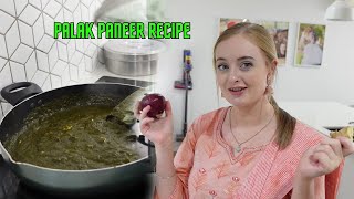 MY BRITISH WIFE MAKING PALAK PANEER CURRY  INDIAN HOME COOKING YUMMY [upl. by Affra]