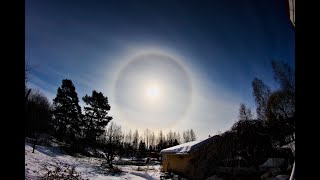 Very solid and vivid 22° Halo ring in the Cirrostratus clouds [upl. by Schindler]