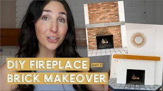 DIY Painted Brick Fireplace Makeover On A Budget Before amp After [upl. by Donal288]