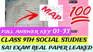 🔥answer key 9th social studies sa1 question paper 202324 full paper ll 1 to 33 full answer key ll [upl. by Badr]