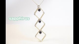 【ハンドメイド】簡単！ビーズステッチで編むペンダントトップの作り方 竹ビーズとオニキス ［Easy Tutorial］How to make a pendant necklace [upl. by Clevey472]