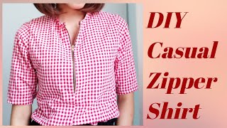 DIY CASUAL ZIPPER SHIRT [upl. by Kaile525]