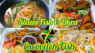 How To Make Jamaican Escovitch Fish amp Steam FishJamaican Popular Fish RecipeSteam Fish amp Okra [upl. by Chere]