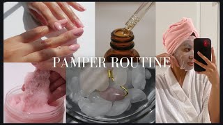 Relaxing pamper routine  gel nails gua sha exfoliating comfort amp baking  Self care 2024 [upl. by Fabyola]