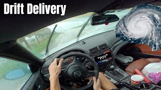 Door Dash amp Uber Eats During a HURRICANE in my 600HP Drift Car POV [upl. by Aihcela239]