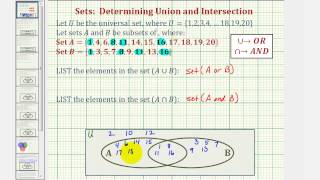 Ex Find the Union and Intersection of Two Sets Using a Venn Diagram [upl. by Hammer]