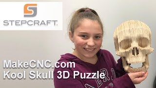 MakeCNCcom Kool Skull 3D Puzzle Cut On Stepcraft Q204 CNC System [upl. by Anibor]