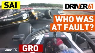 Sainz and Grosjean HighSpeed Crash Drivers Analysis British GP [upl. by Aibar]