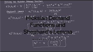 Hicksian Demand Functions and Shephards Lemma [upl. by Yanat]