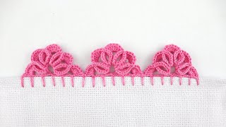 PUNTILLA A CROCHET CON DETALLES 3D  Ganchillo para Principiantes [upl. by Arot]