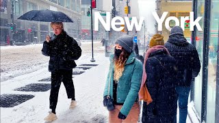 🇺🇸❄️ BIG SNOWSTORM HITS NEW YORK CITY【2022 Snow Walk】  Midtown  Central Park 🌳  Chinatown [upl. by Zeuqcaj]