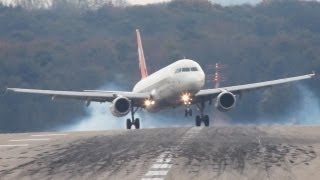 Crosswind Landings at Düsseldorf Boeing 777 A330 A320 B737 MD82 HD [upl. by Lucic458]