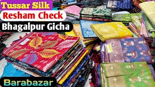 Tussar Silk Saree Wholesaler In Kolkata Barabazar  Sri Laxmi Narayan Vastralya marketreview [upl. by Nitsug]