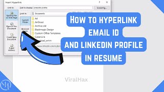 How to Hyperlink Linkedin Profile in Resume  Hyperlink Email in Resume [upl. by Gorges891]