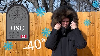 Outdoor Survival Canada Parka Review 40 below down jacket review with custom Wolverine fur Ruff [upl. by Kelsy]