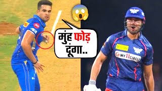 Arjun Tendulkar shows aggression🔥to Marcus Stoinis  Rohit Sharma  MI vs LSG  KL Rahul  hardik [upl. by Reinaldo]