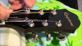 Epiphone AJ220S Acoustic Guitar Stock Strings and DAddario EZ900 Extra Light  Sound Comparison [upl. by Akienom]