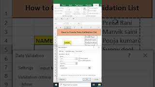 Data validation Drop Down List  Excel Tips  youtubeshorts [upl. by Etennaej]