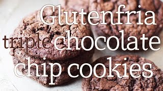 Glutenfria triple chocolate chip cookies  Grön Vecka  Veganuari [upl. by Barnes]