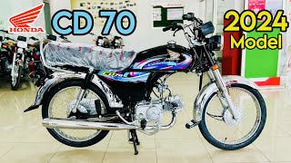 New Honda CD 70 2024 Model  Black Colour  Complete Review  Latest Price Specs amp Features [upl. by Strickler]