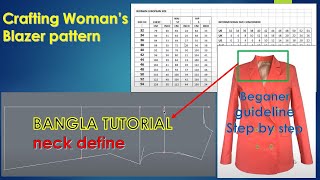 Womans Blazer pattern Neck Design Guideline [upl. by Centeno]