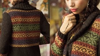 7 Reverse Fair Isle Coat Vogue Knitting Fall 2012 [upl. by Ahsikan]