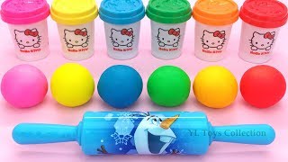 Learn Colors Hello Kitty Dough with Ocean Tools and Cookie Molds Surprise Toys Kinder Eggs [upl. by Natanhoj]