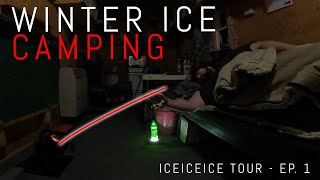 Two Day Solo Winter Ice Camping Catch and Cook  ICEICEICE Tour Ep 1 LOTW [upl. by Yeloc630]