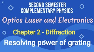 Resolving power of grating Chapter II Diffraction 2nd semester complementary physics [upl. by Aerahs323]