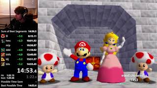 Super Mario 64 16 Star Speedrun 1453 [upl. by Henig]