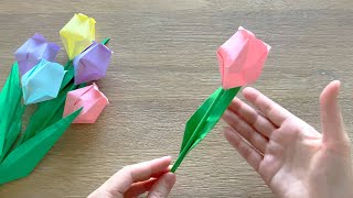 Origami Tulip Flower  Origami Flower Paper Tulip [upl. by Caasi]