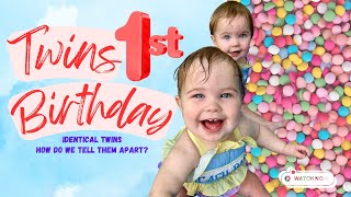 HOW TO TELL IDENTICAL TWINS APART TWINS FIRST BIRTHDAY PARTY [upl. by Hollyanne]