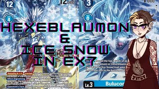 HexeBlaumon and Ice Snow in EX7  Digimon TCG [upl. by Ludwigg337]