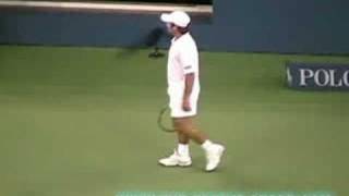 Fabrice Santoro trick shot vs Andy Roddick [upl. by Phox388]