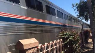 Amtrak Pacific Surfliner 777 passing Carlsbad village station [upl. by Marlen]