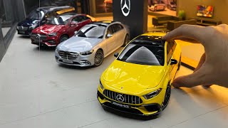 Parking MercedesBenz Cars Lineup at Mercedes Showroom  118 Scale Diecast Model Cars Collection [upl. by Ahsiakal]