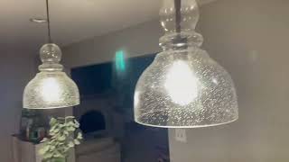 LANROS Farmhouse Kitchen Pendant Lighting with Handblown Clear Seeded Glass Shade Review [upl. by Nicolai354]