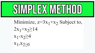 Simplex method minimization problem  Simplex method [upl. by Lasko]