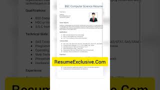 BSc Computer Science Resume Format [upl. by Eahc417]