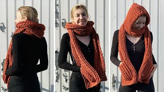 Feather Hooded Pocket Shawl  Free Crochet Pattern [upl. by Leur309]