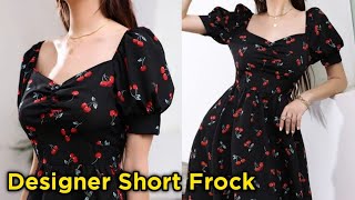 DIY new Designer short frock cutting and stitching  stylish western frock cutting and stitching [upl. by Areemas132]