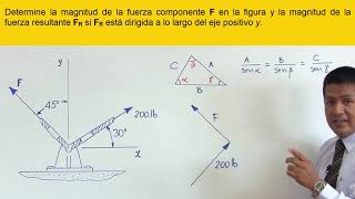 VÍDEO 02  Calculando la fuerzavector resultante con ley de senos [upl. by Camus]