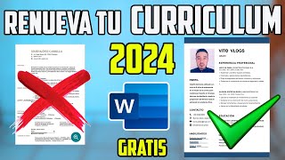 RENUEVA TU CV EN 5 MINUTOS 2024 PLANTILLAS GRATIS PARA TU CV I COMO HACER UN BUEN CURRICULUM EN WORD [upl. by Sokram]