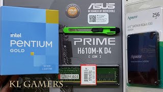 intel Pentium GOLD G7400 ASUS PRIME H610MK D4 CSM Apacer SATA SSD Simple Cheapest Desktop PC Build [upl. by Klara]