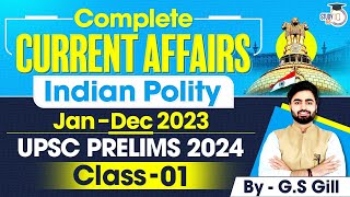 Indian Polity Current Affairs  JanDec 2023  Class1  UPSC Prelims Revision 2024 [upl. by Burget]