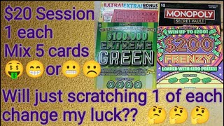 A simple mix of 5 cards for a 20 session Colorado Scratch Off Tickets [upl. by Spear]