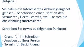 neue Wohnung mieten  Brief schreiben zur Prüfung B1 екзамен B1 [upl. by Nairod498]