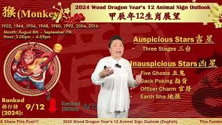 The Monkey  2024 Chinese Zodiac 12 Animal Signs Outlook [upl. by Ayekehs]