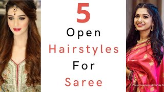 5 Different Open Hair Hairstyles For Saree  Hairstyle For Saree Look  Saree Hairstyle [upl. by Beffrey]