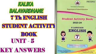 Student Activity Book 7th English key answers Unit 5  Kalika Balavardhane learneasilyhub [upl. by Shirk]